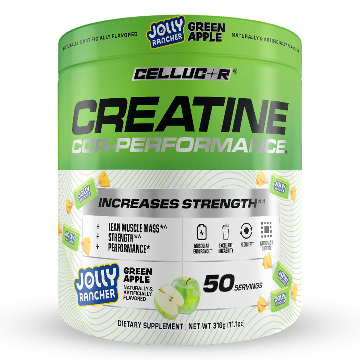 Poudre de créatine Cellucor 5g par portion, vue de face