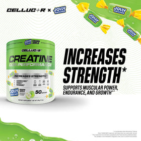 Poudre de créatine Cellucor 5g, pot ouvert avec poudre à l'intérieur