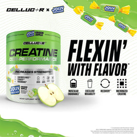 Poudre de créatine Cellucor 5g, vue de côté avec mesure