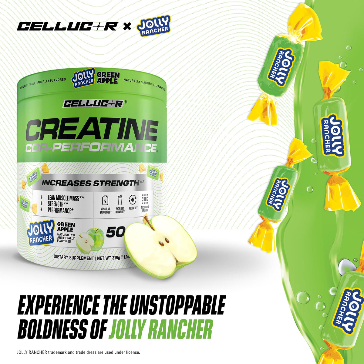 Poudre de créatine Cellucor 5g, vue de dos avec informations nutritionnelles