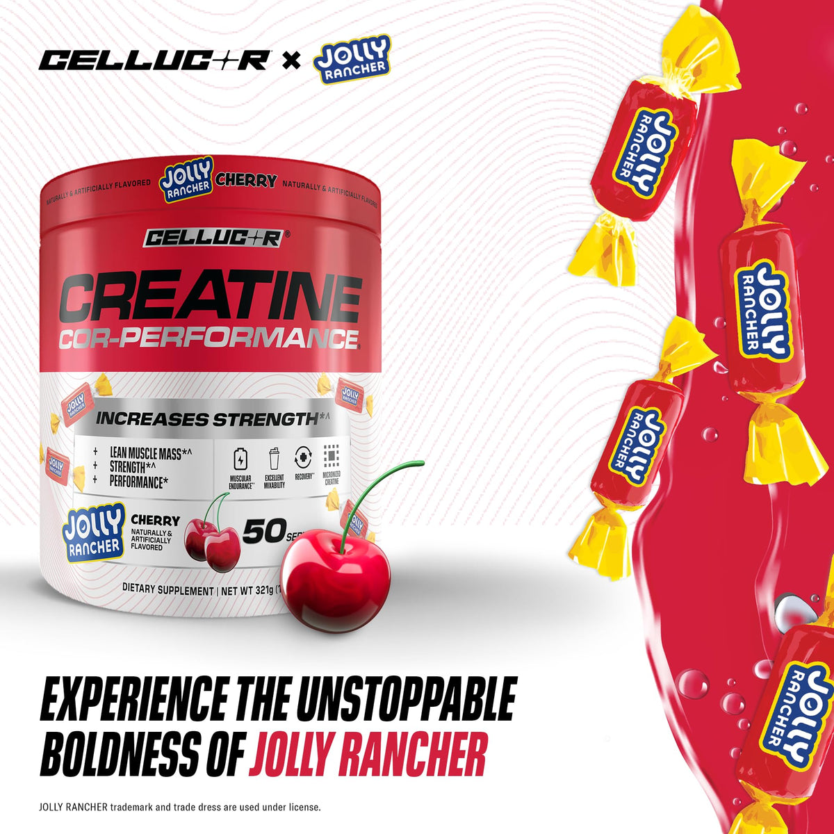 Poudre de créatine Cellucor sur une table de gym