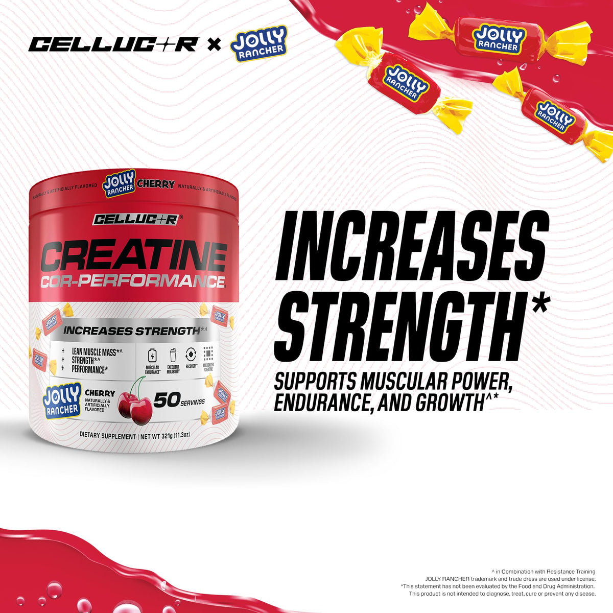 Poudre de créatine Cellucor vue de dessus avec étiquette