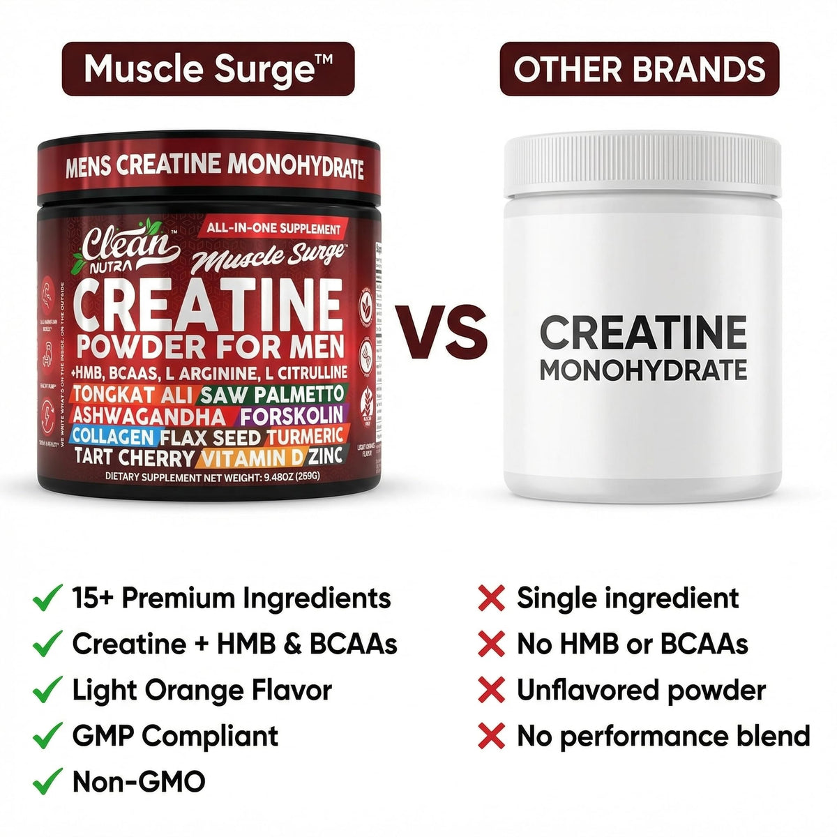 Poudre de créatine Clean Nutraceuticals avec des fruits frais