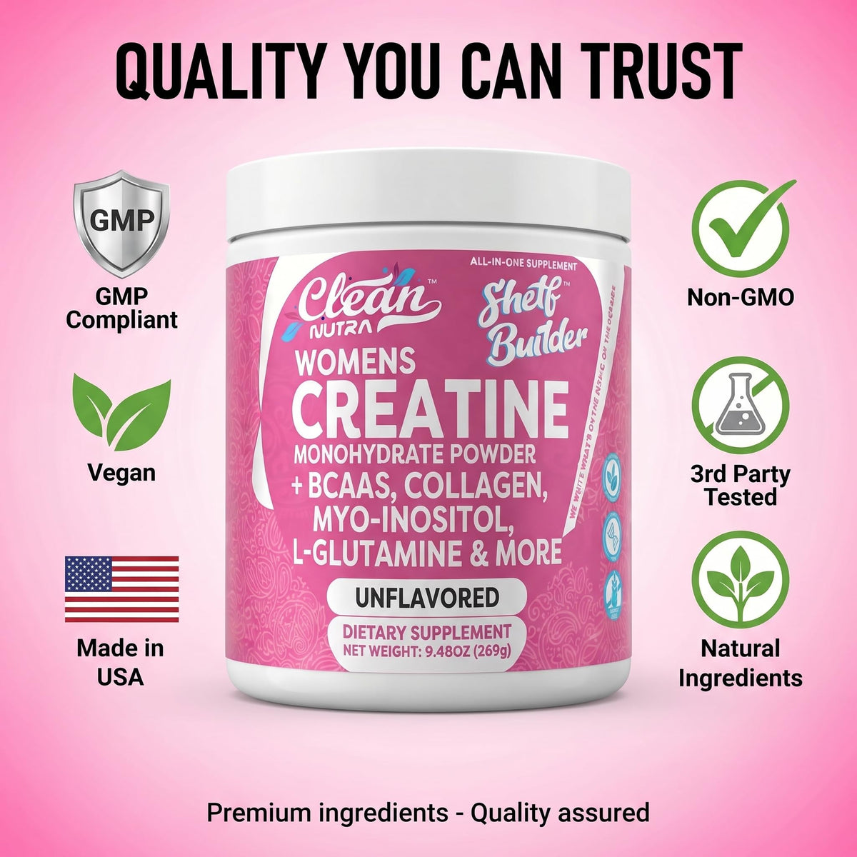 Poudre de créatine Clean Nutraceuticals dans un smoothie