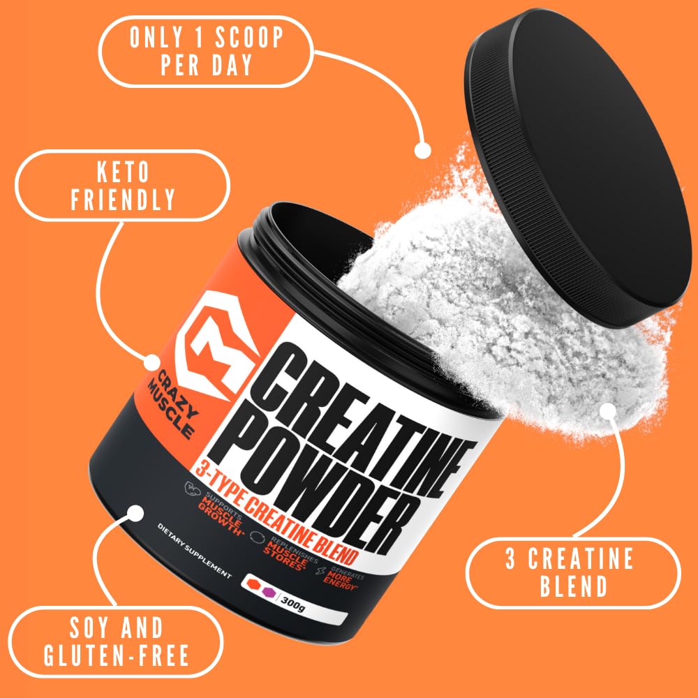 Poudre de créatine Crazy Muscle avec cuillère doseuse