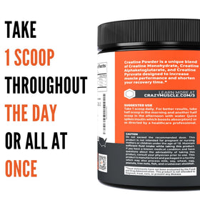 Poudre de créatine Crazy Muscle en portion dans une cuillère