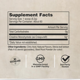 Poudre de créatine CreaPure LIFEAID avec des poids de musculation