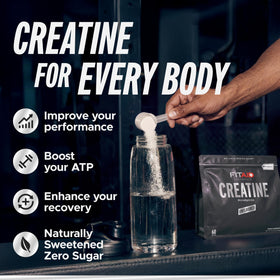 Poudre de créatine CreaPure LIFEAID en cuillère avec eau