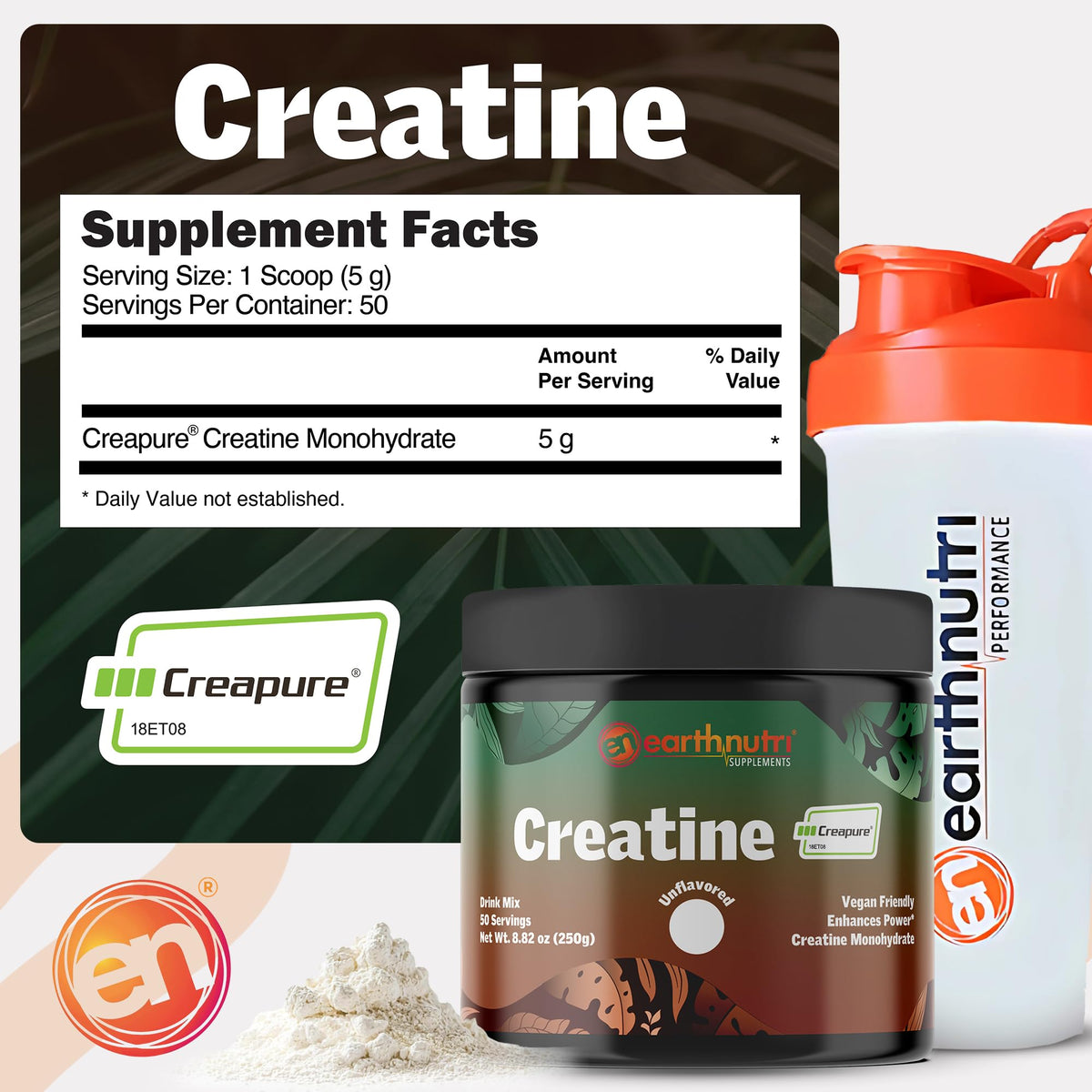 Poudre de créatine EarthNutri mélangée dans un shake protéiné