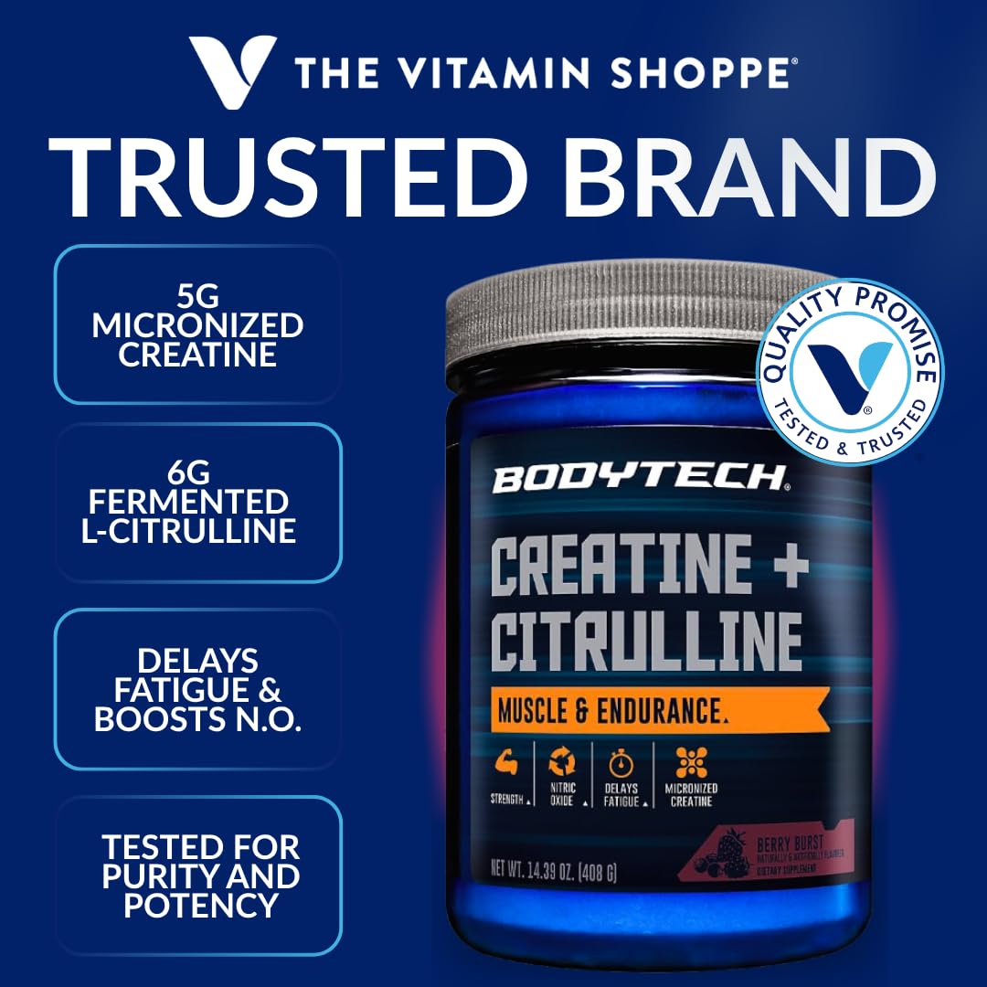 Poudre de créatine et citrulline BodyTech 499g avec cuillère dosette
