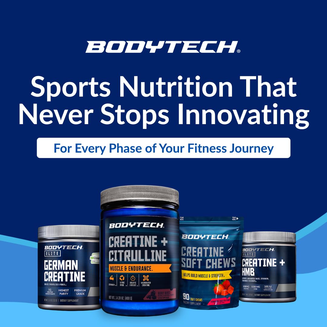 Poudre de créatine et citrulline BodyTech 499g avec étiquette visible