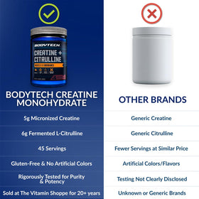 Poudre de créatine et citrulline BodyTech 499g en utilisation dans un shaker