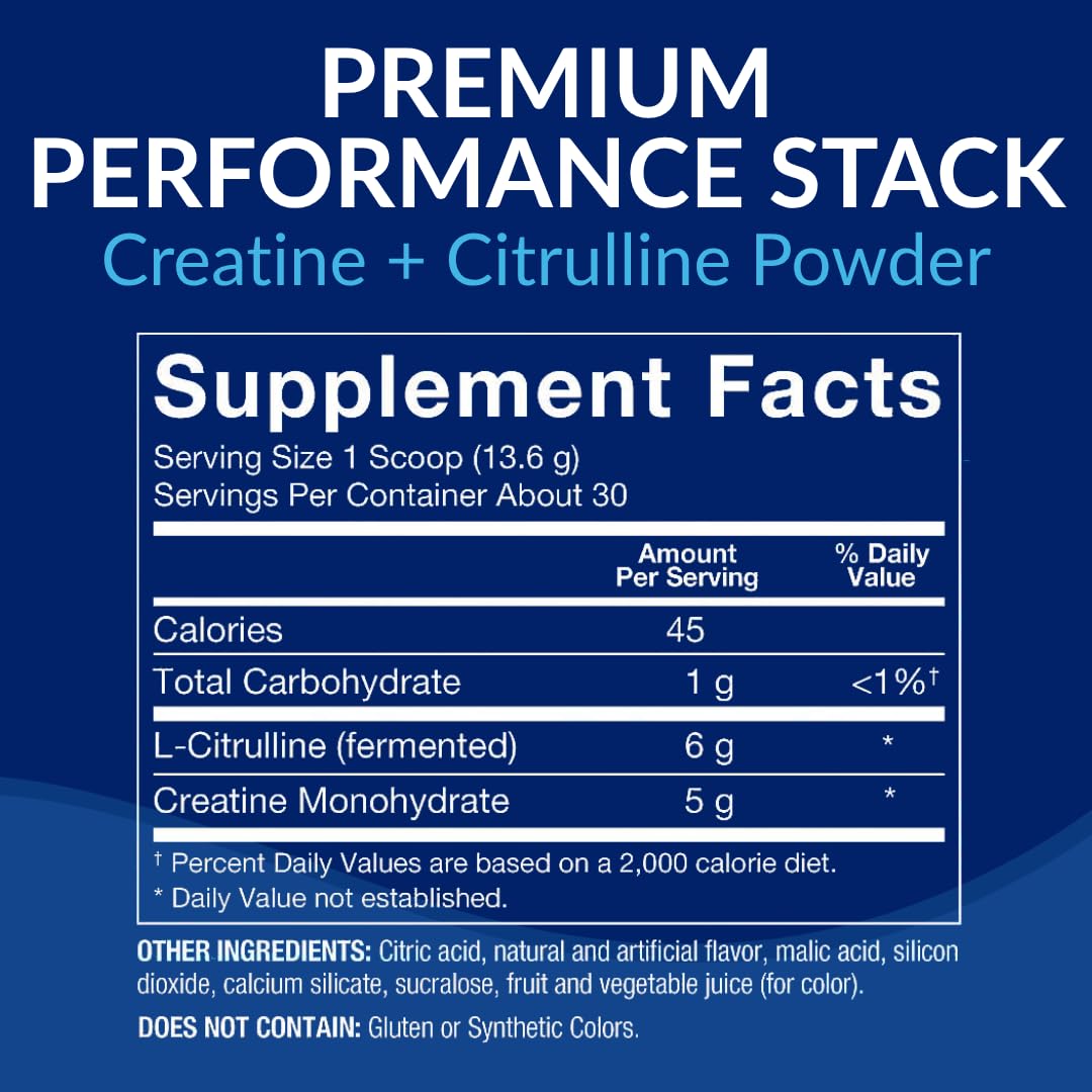 Poudre de créatine et citrulline BodyTech 499g vue de côté