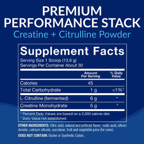 Poudre de créatine et citrulline BodyTech 499g vue de côté