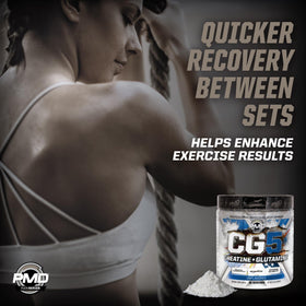Poudre de créatine et L-glutamine CG5 PMD, en utilisation pendant l'entraînement