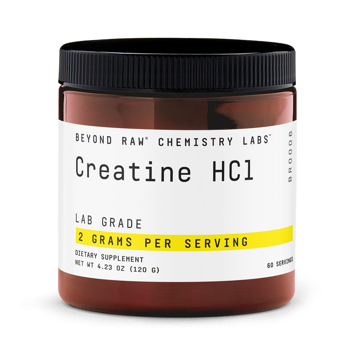 Poudre de créatine HCl BEYOND RAW vue de face dans son emballage