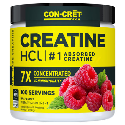 Poudre de créatine HCl CON-CRET framboise vue de face