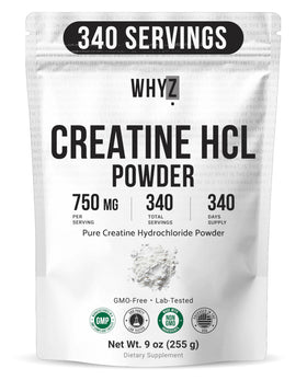 Poudre de créatine HCL non aromatisée WHYZ en sachet refermable