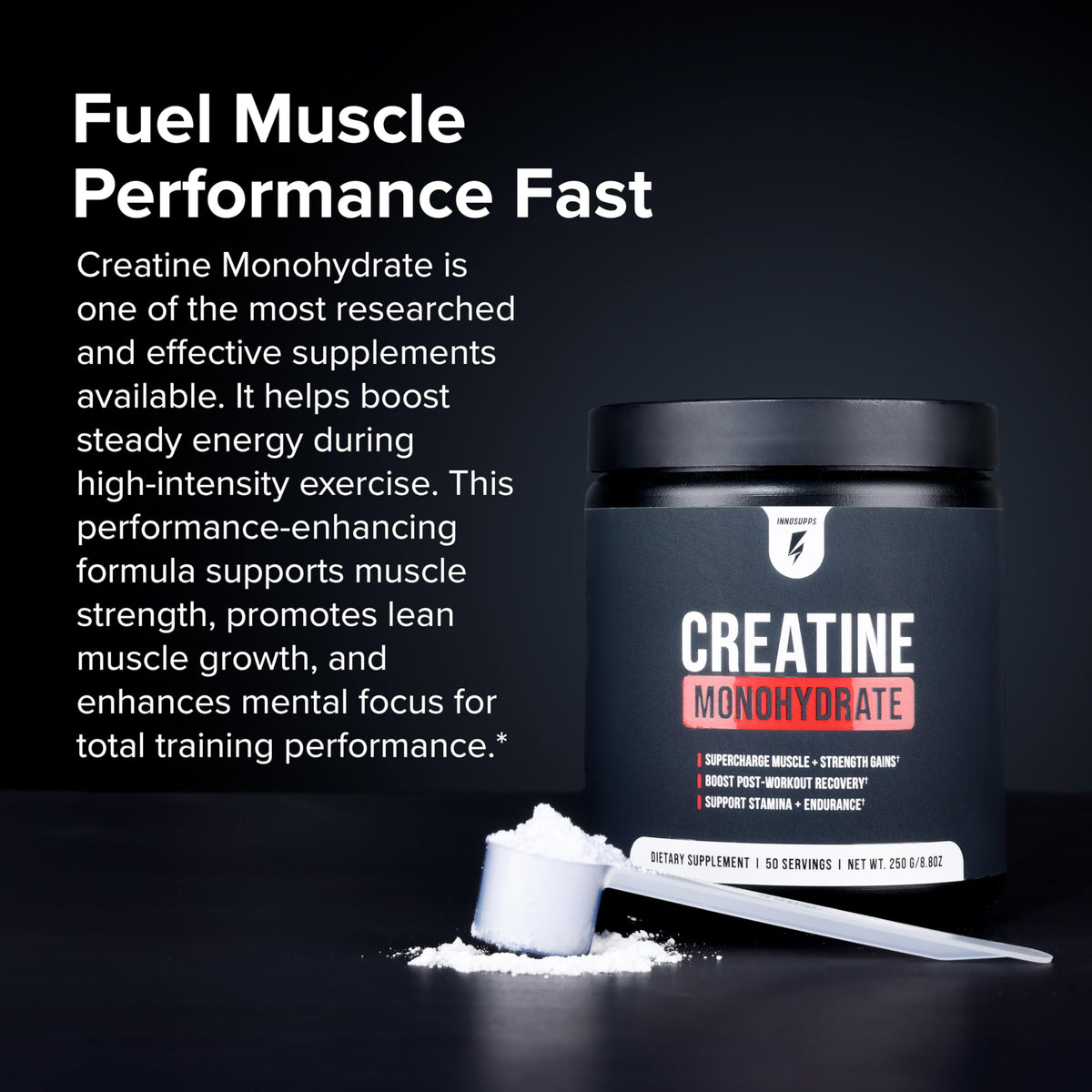 Poudre de créatine InnoSupps dans un shaker