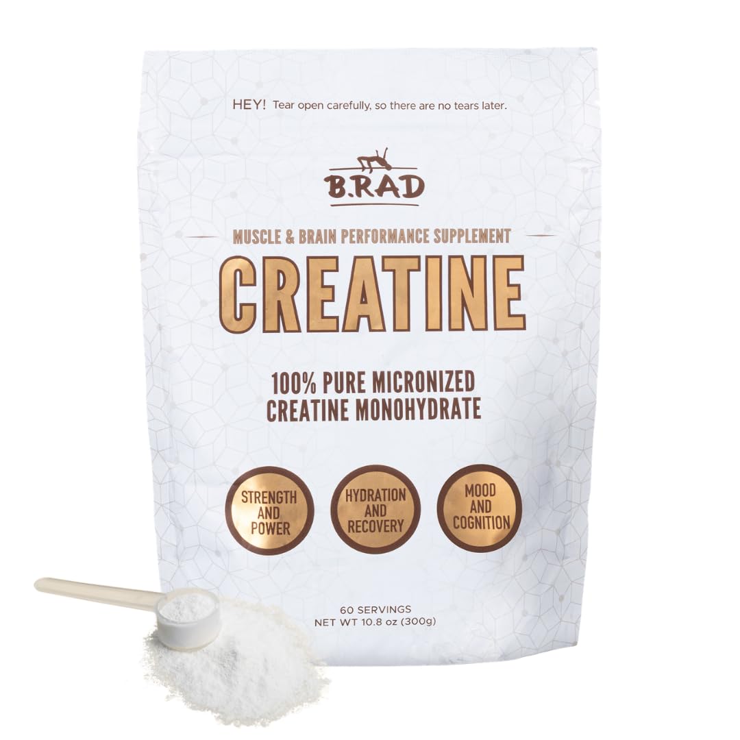 Poudre de créatine monohydrate B.rad 300g vue de face