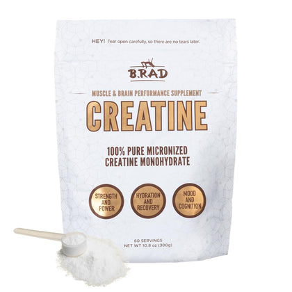 Poudre de créatine monohydrate B.rad 300g vue de face