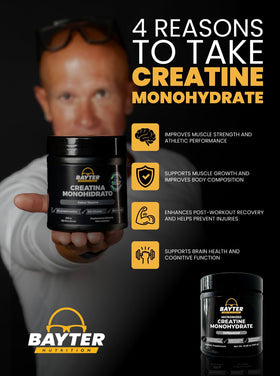 Poudre de créatine monohydrate Bayter Nutrition sur une cuillère