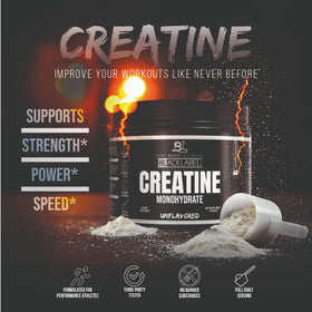 Poudre de créatine monohydrate BLACKLABEL 372g sans saveur avec cuillère doseuse