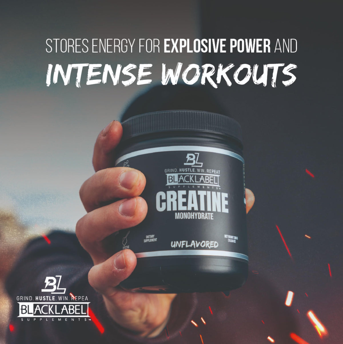 Poudre de créatine monohydrate BLACKLABEL dans un smoothie