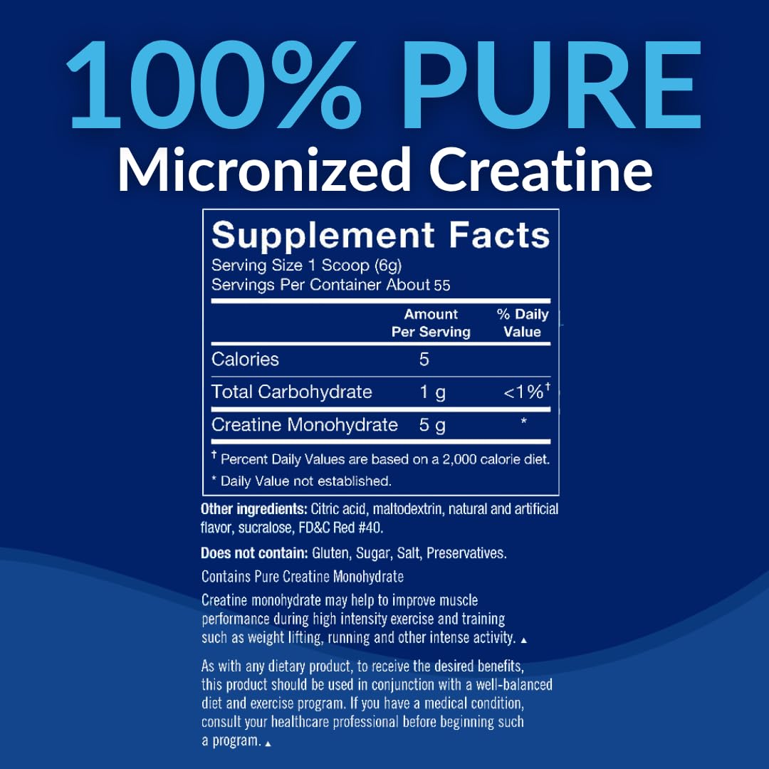 Poudre de créatine monohydrate BodyTech 422g, étiquette détaillée
