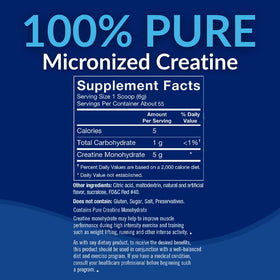 Poudre de créatine monohydrate BodyTech 422g, étiquette détaillée