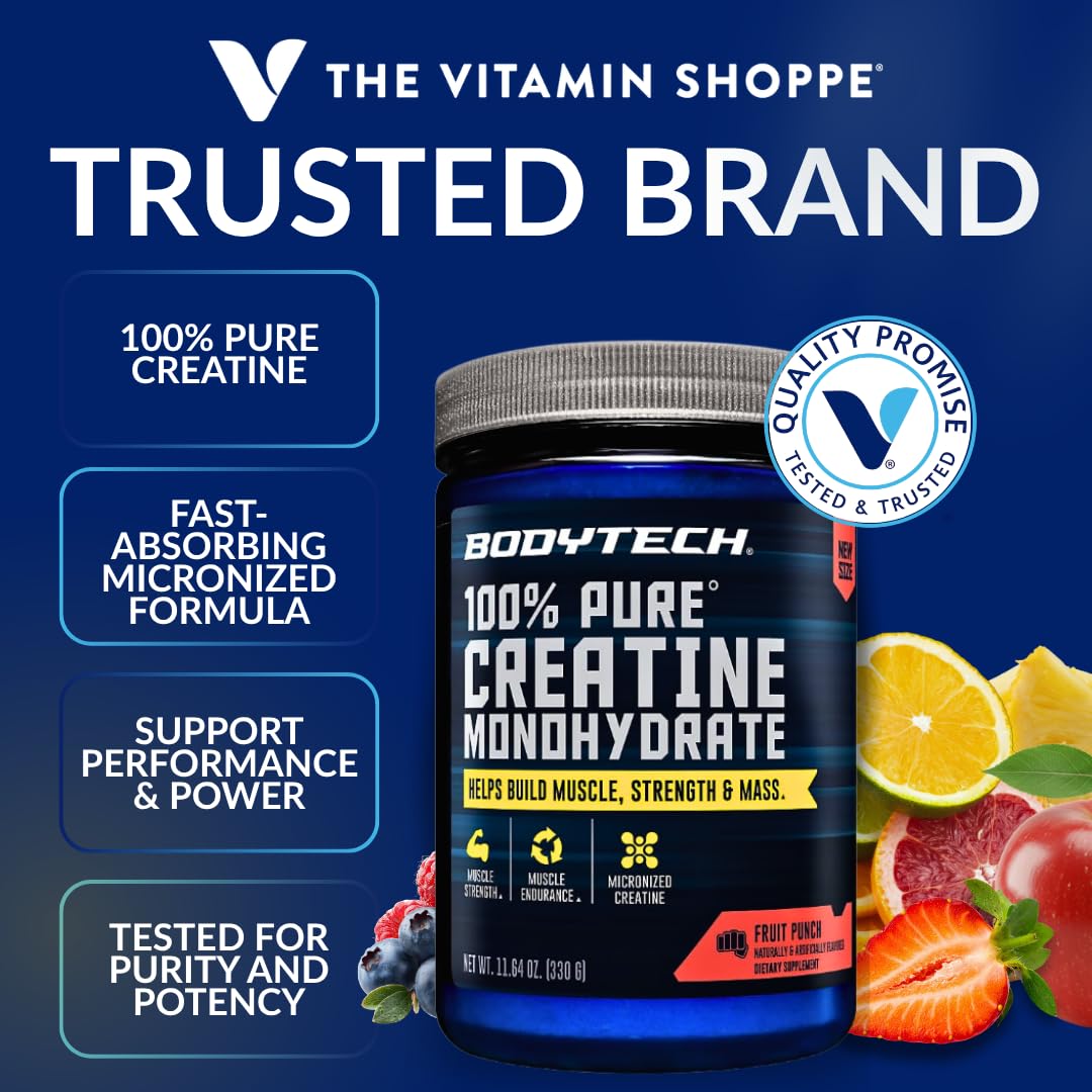 Poudre de créatine monohydrate BodyTech 422g, vue arrière