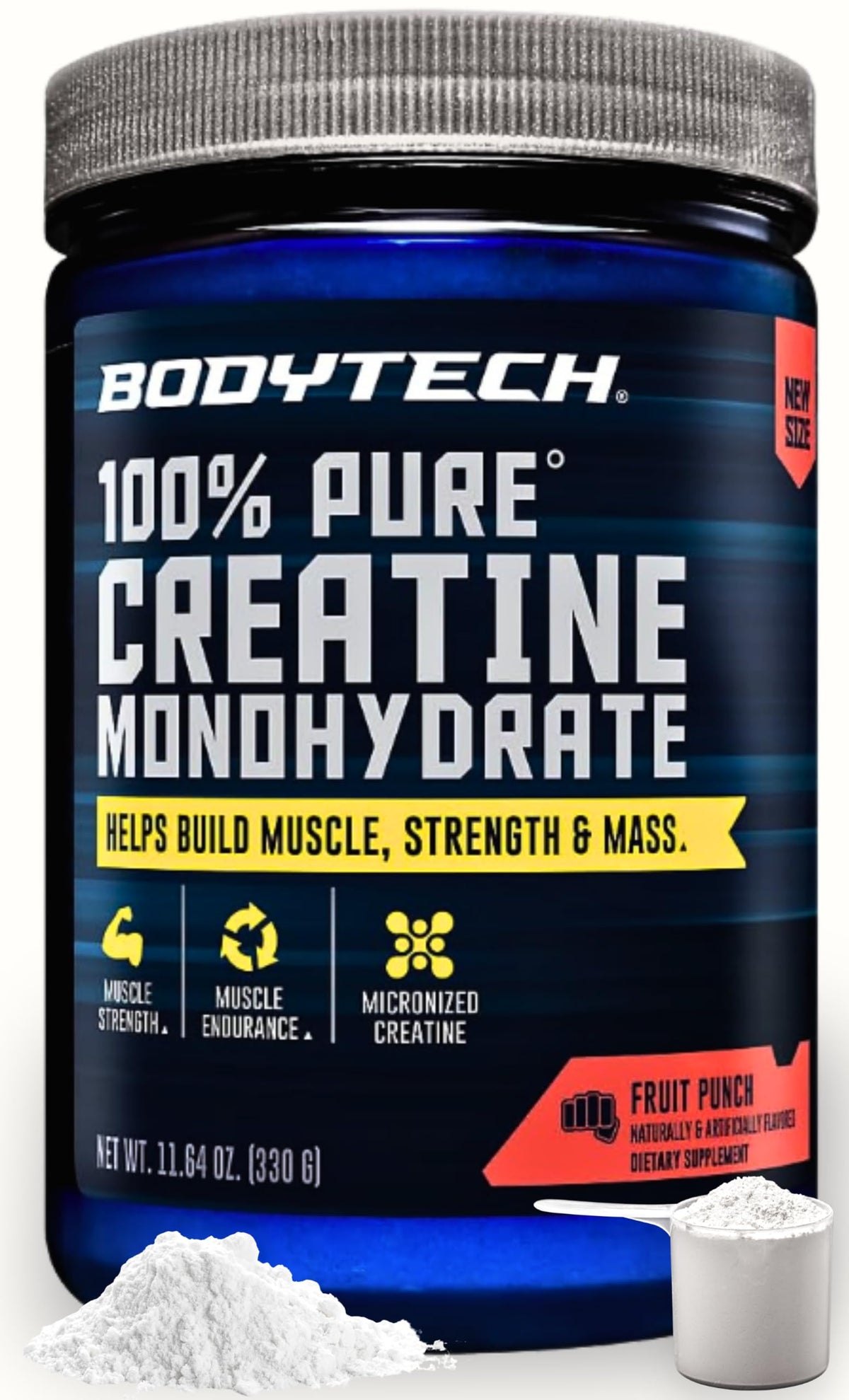 Poudre de créatine monohydrate BodyTech 422g, vue de face