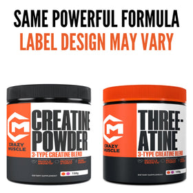Poudre de Créatine Monohydrate Crazy Muscle sur une surface de cuisine