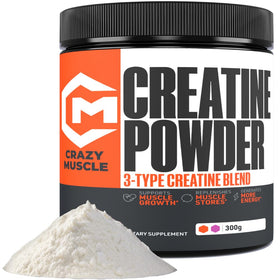 Poudre de créatine monohydrate Crazy Muscle vue de face