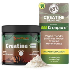 Poudre de créatine monohydrate EarthNutri 308g vue de face