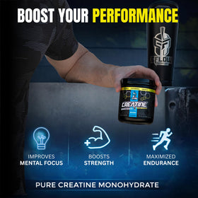 Poudre de créatine monohydrate eFlow Nutrition dans un verre d'eau