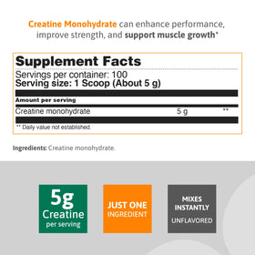 Poudre de créatine monohydrate HEALTHY SPORTS 500g vue arrière