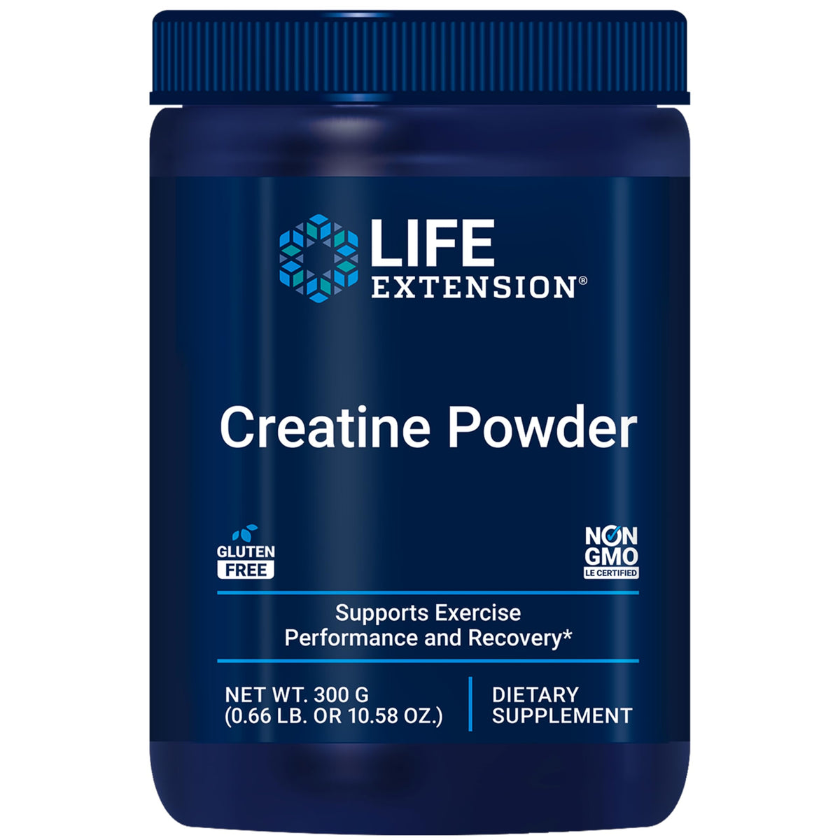 Poudre de créatine monohydrate Life Extension 300 g vue de face