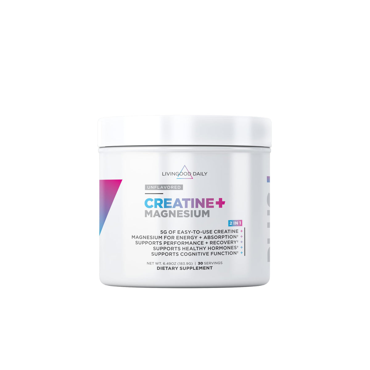 Poudre de créatine monohydrate Livingood Daily 240g vue de face