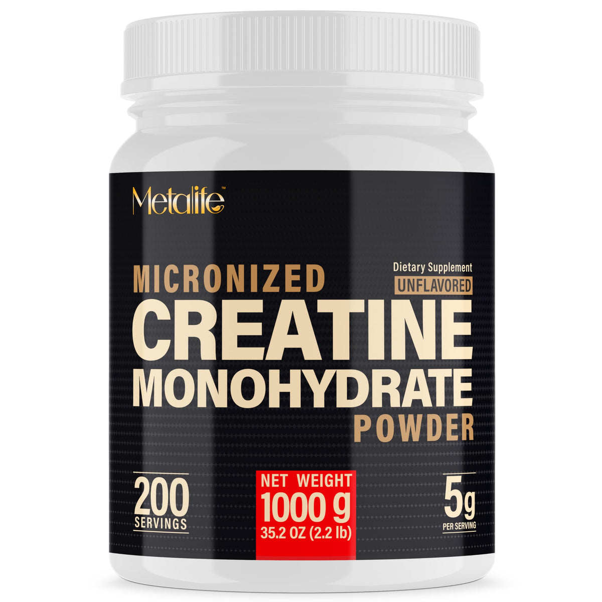 Poudre de créatine monohydrate METALIFE 1000 g vue de face
