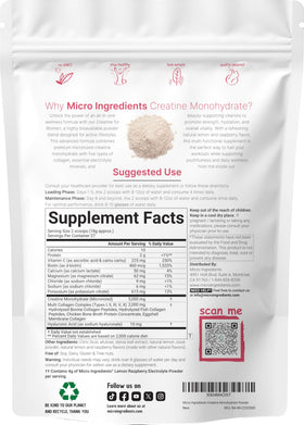 Poudre de créatine monohydrate Micro Ingredients au goût citron framboise