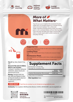 Poudre de créatine monohydrate Micro Ingredients dans un smoothie