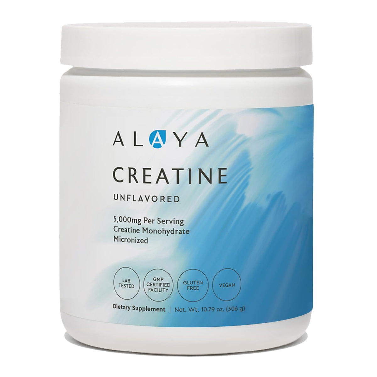 Poudre de créatine monohydrate micronisée Alaya Naturals vue de face