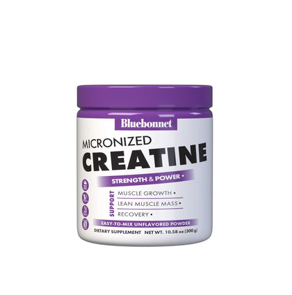 Poudre de créatine monohydrate micronisée BlueBonnet vue de face