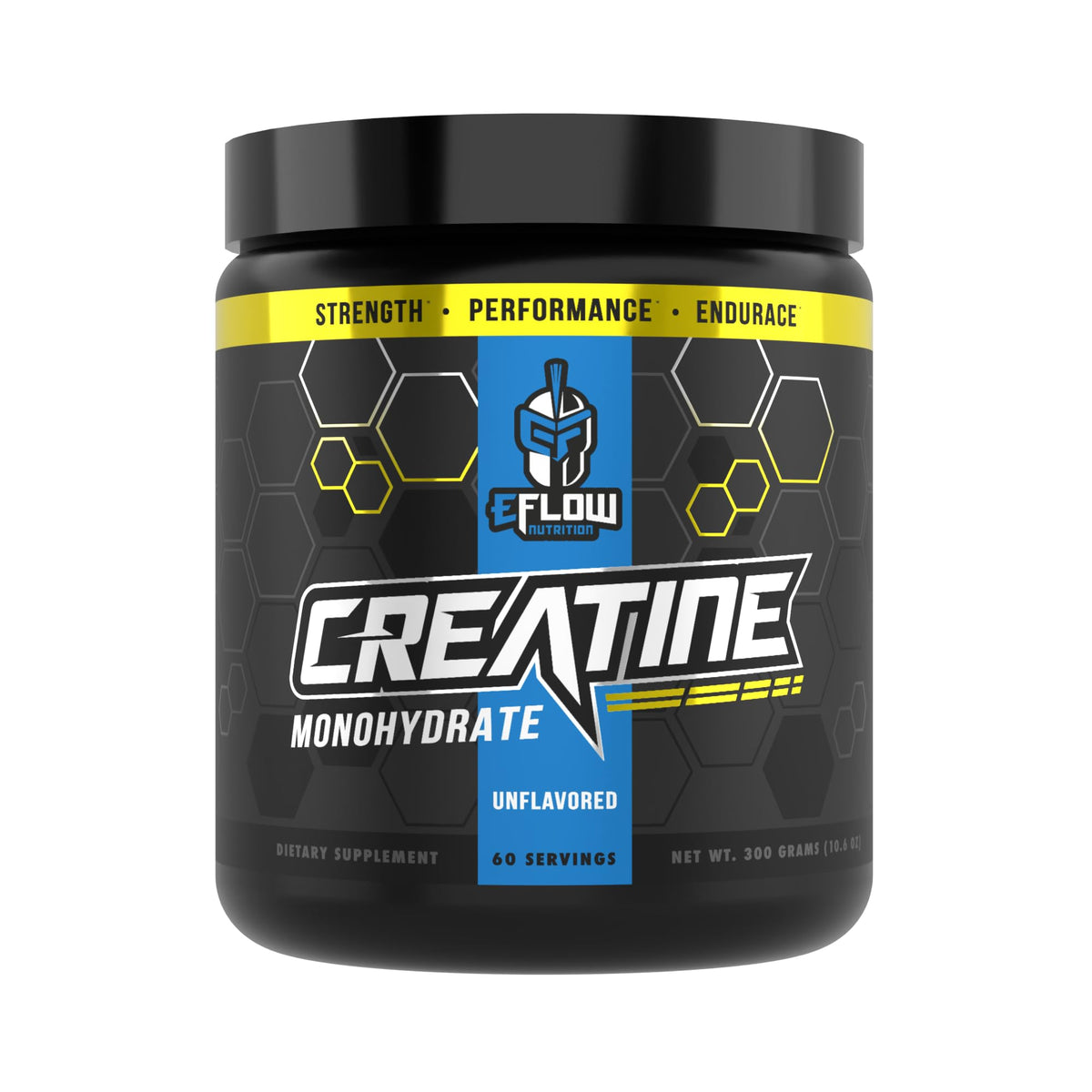 Poudre de créatine monohydrate micronisée eFlow Nutrition 300g vue de face