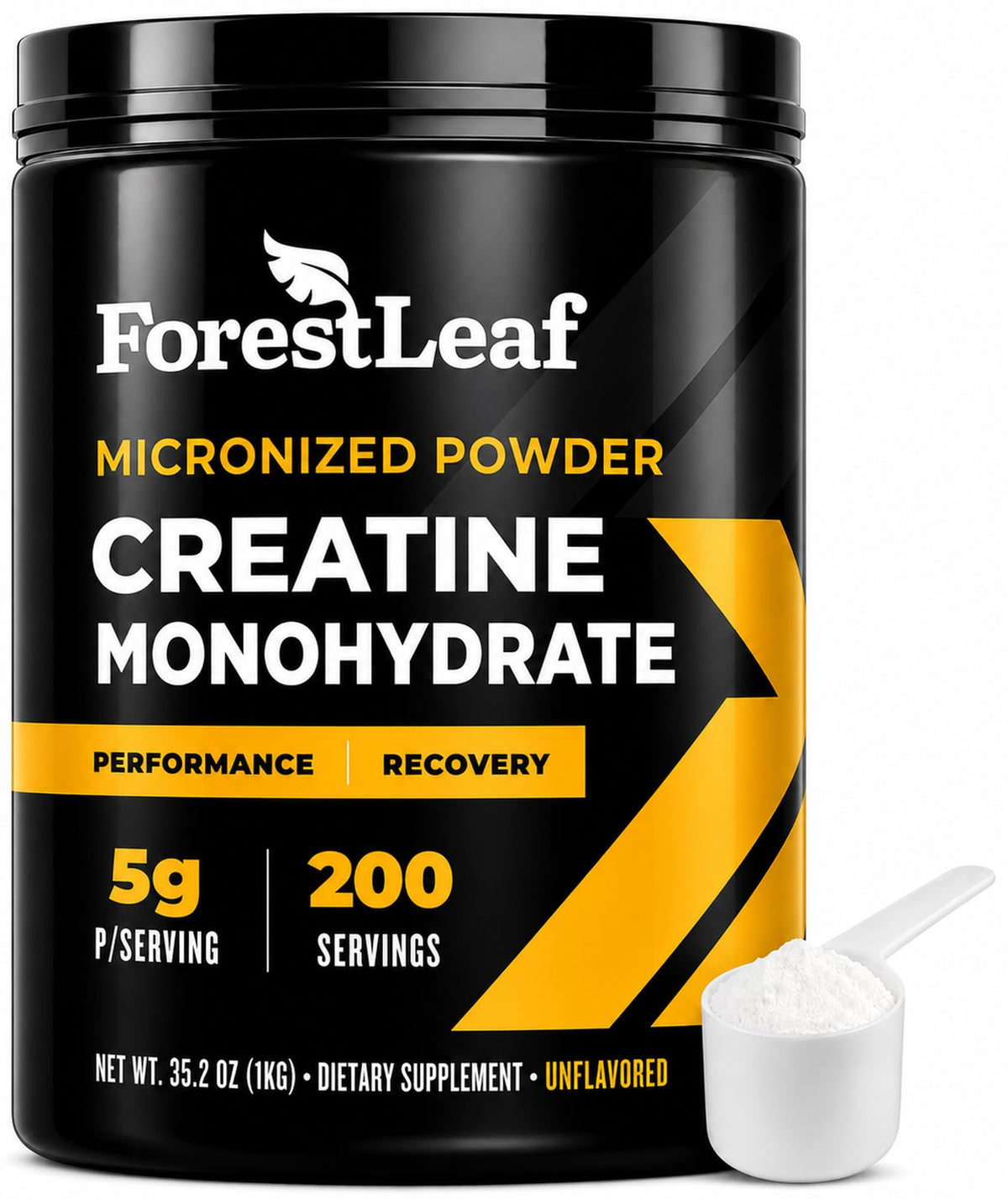 Poudre de créatine monohydrate micronisée ForestLeaf vue de face