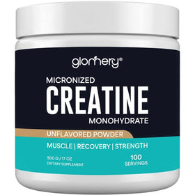 Poudre de créatine monohydrate micronisée Glomery 590g vue de face