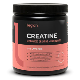 Poudre de créatine monohydrate micronisée LEGION 390g vue de face