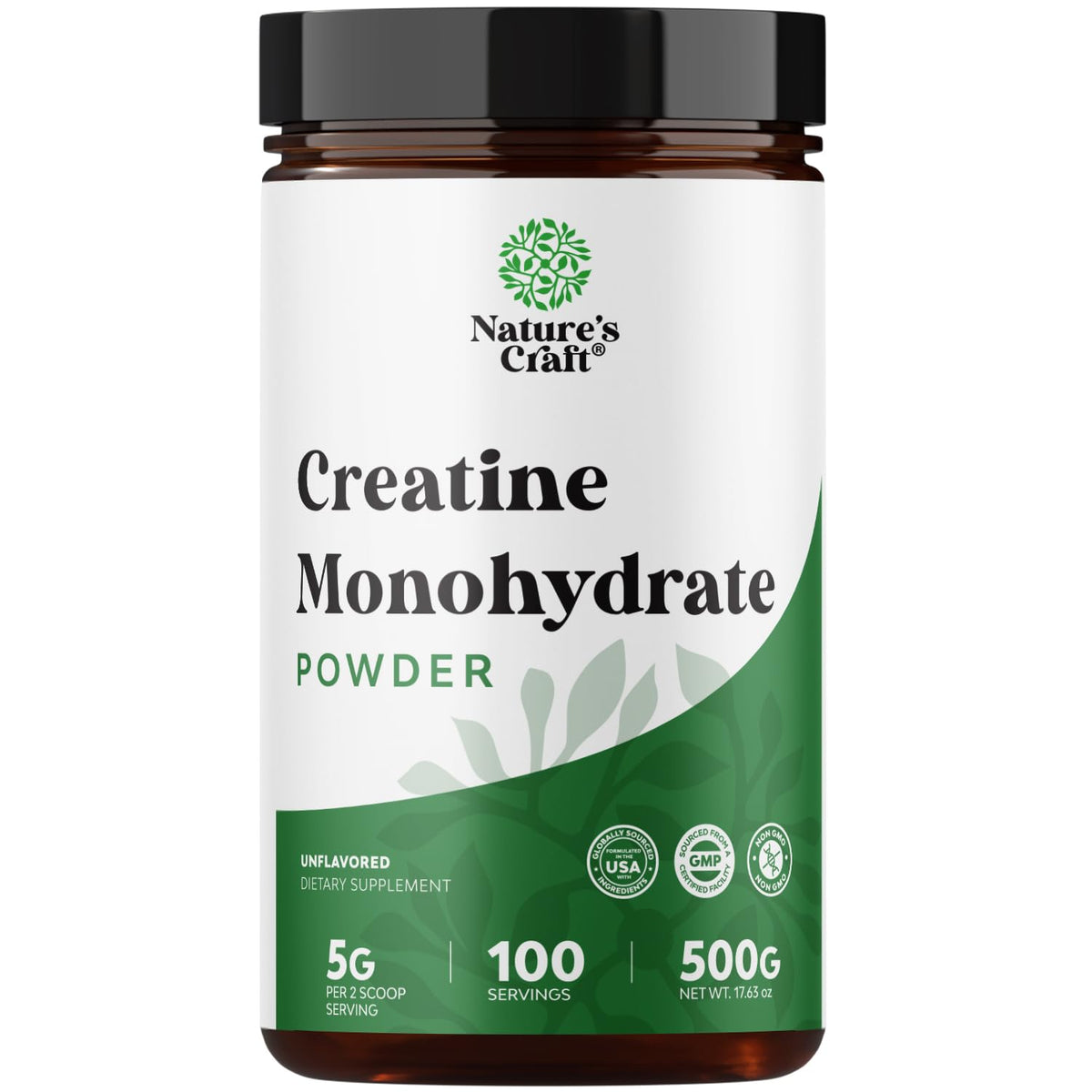 Poudre de créatine monohydrate micronisée Natures Craft 500g vue avant