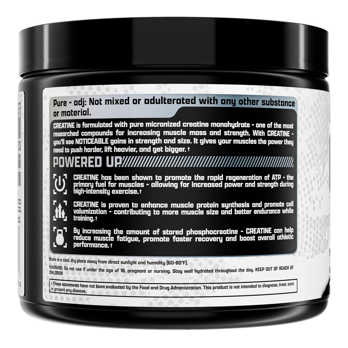 Poudre de créatine monohydrate Nutrex Research sur un plan de travail